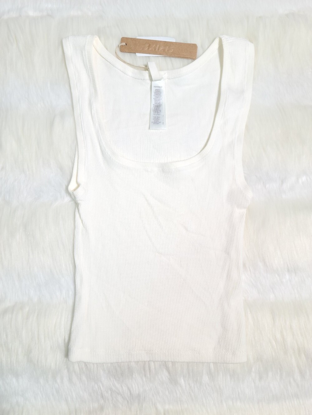 SKIMS Cotton Rib Tank White Marble Women XS NEW
